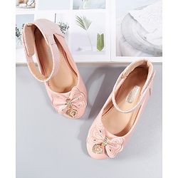 Cute Walk by Babyhug Party Wear Belly Shoes Bow Appliques - Pink