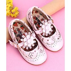 Cute Walk by Babyhug Party Wear Belly Shoes Studded Detailing - Pink