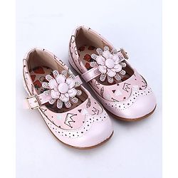 Cute Walk by Babyhug Party Wear Belly Shoes Studded Detailing - Pink