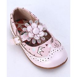 Cute Walk by Babyhug Party Wear Belly Shoes Studded Detailing - Pink