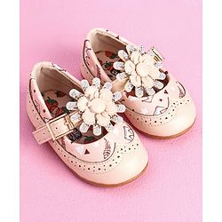 Cute Walk by Babyhug Party Wear Belly Shoes Studded Detailing - Pink