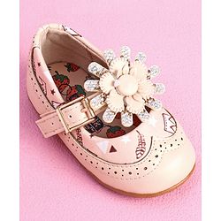 Cute Walk by Babyhug Party Wear Belly Shoes Studded Detailing - Pink