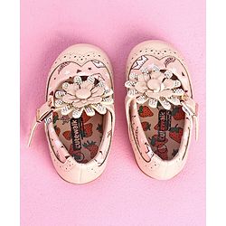Cute Walk by Babyhug Party Wear Belly Shoes Studded Detailing - Pink
