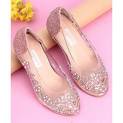 Cute Walk by Babyhug Party Wear Belly Shoes Studded Detailing - Pink