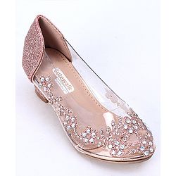Cute Walk by Babyhug Party Wear Belly Shoes Studded Detailing - Pink