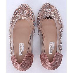 Cute Walk by Babyhug Party Wear Belly Shoes Studded Detailing - Pink