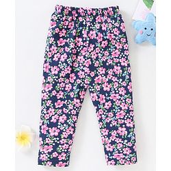 Babyhug Full Length Leggings Floral Print - Navy
