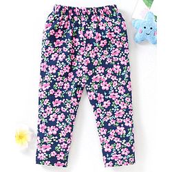 Babyhug Full Length Leggings Floral Print - Navy