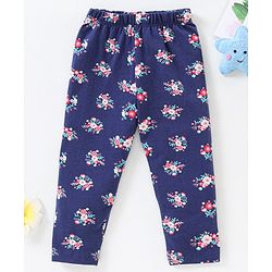 Babyhug Full Length Leggings Floral Print - Navy