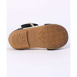 Cute Walk by Babyhug Party Wear Belly Shoes Bow Applique - White Black