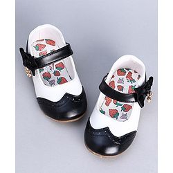 Cute Walk by Babyhug Party Wear Belly Shoes Bow Applique - White Black