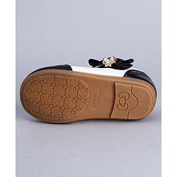 Cute Walk by Babyhug Party Wear Belly Shoes Bow Applique - White Black