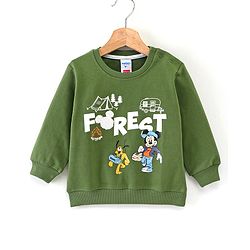 Babyhug Full Sleeves Pull Over Sweatshirt Mickey Graphics - Green