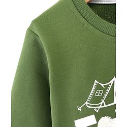 Babyhug Full Sleeves Pull Over Sweatshirt Mickey Graphics - Green