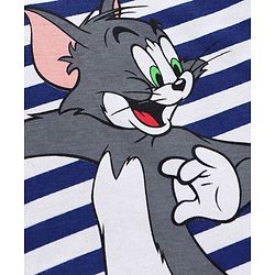 Babyhug Full Sleeves Stripe Tee Tom & Jerry Print - Navy Blue White