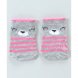 Cute Walk By Babyhug Antibacterial Ankle Length Socks Set of 5 - Pink White