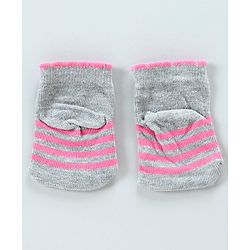 Cute Walk By Babyhug Antibacterial Ankle Length Socks Set of 5 - Pink White