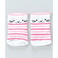 Cute Walk By Babyhug Antibacterial Ankle Length Socks Set of 5 - Pink White