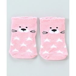 Cute Walk By Babyhug Antibacterial Ankle Length Socks Set of 5 - Pink White