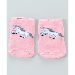 Cute Walk By Babyhug Antibacterial Ankle Length Socks Set of 5 - Pink White