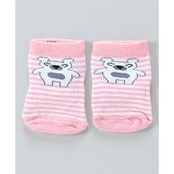 Cute Walk By Babyhug Antibacterial Ankle Length Socks Set of 5 - Pink White