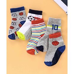 Cute Walk by Babyhug Ankle Length Antibacterial Socks Football Design Pack of 5 - Multicolor