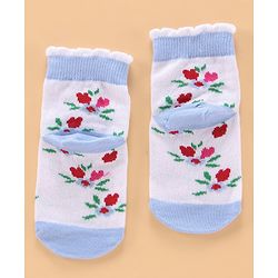 Cute Walk by Babyhug Ankle Length Antibacterial Socks Floral Design Pack of 5 - Blue
