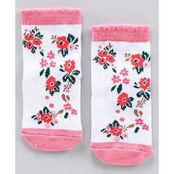 Cute Walk by Babyhug Anti Bacterial Ankle Length Stripe Socks Pack of 5 - Pink White