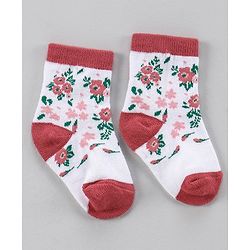 Cute Walk by Babyhug Anti Bacterial Ankle Length Socks Pack of 5 - Pink White