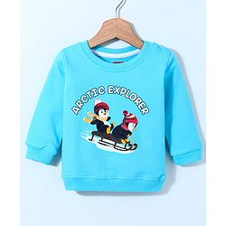 Babyhug Full Sleeves Sweatshirt Penguin Print - Blue