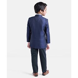 Babyhug Full Sleeves 3 Piece Party Suit with Bow - Navy