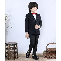 Babyhug 3 Piece Full Sleeves Party Suit - Black