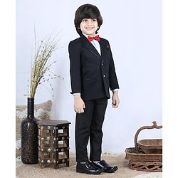 Babyhug 3 Piece Full Sleeves Party Suit - Black