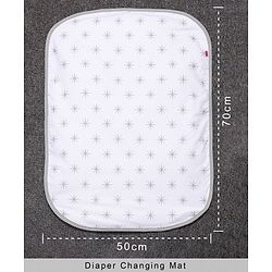 Babyhug 100% Premium Cotton Pillow Bolster & Diaper Changing Mat Set of 4 - Asterisk Grey