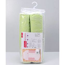 Babyhug 100% Premium Cotton Pillow Bolster & Diaper Changing Mat Set of 4 - Asterisk Grey