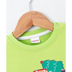 Babyhug Full Sleeves Sweatshirt Car Print - Green