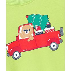 Babyhug Full Sleeves Sweatshirt Car Print - Green