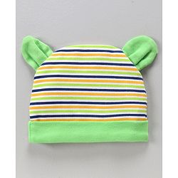 Babyhug 100% Cotton Cap Mittens And Booties Pack Of 3 - Green