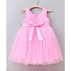 Babyhug Sleeveless Party Wear Frock Floral Embroidery - Pink