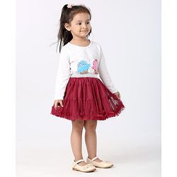 Babyhug Knee Length Party Wear Skirt Solid Color - Maroon