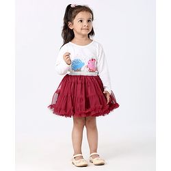 Babyhug Knee Length Party Wear Skirt Solid Color - Maroon