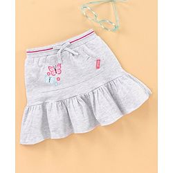 Babyhug Mid Thigh Skirt Butterfly Print - Grey