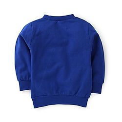 Babyhug Full Sleeves Sweatshirt Bonjour Print - Blue
