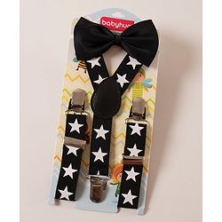 Babyhug Bow & Suspender Star Print - Black