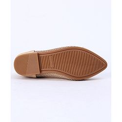 Cute Walk by Babyhug Party Wear Belly Shoes Bow Applique - Golden