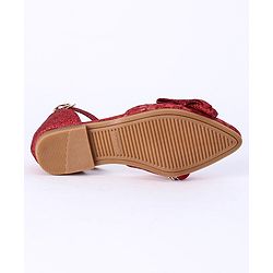 Cute Walk by Babyhug Party Wear Belly Shoes Bow Appliques - Red