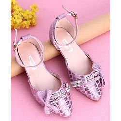 Cute Walk by Babyhug Party Wear Belly Shoes Bow Appliques - Pink