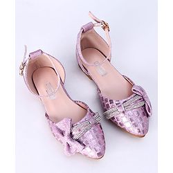 Cute Walk by Babyhug Party Wear Belly Shoes Bow Appliques - Pink