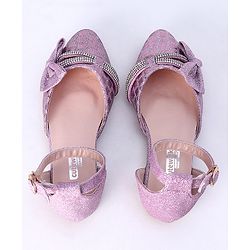 Cute Walk by Babyhug Party Wear Belly Shoes Bow Appliques - Pink