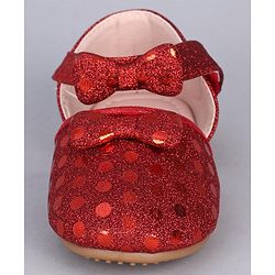 Cute Walk by Babyhug Paty Wear Belly Shoes Bow Appliques  - Red